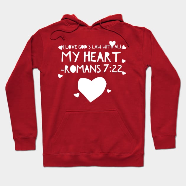 Romans 7:22 Bible Verse With Hearts Hoodie by JakeRhodes